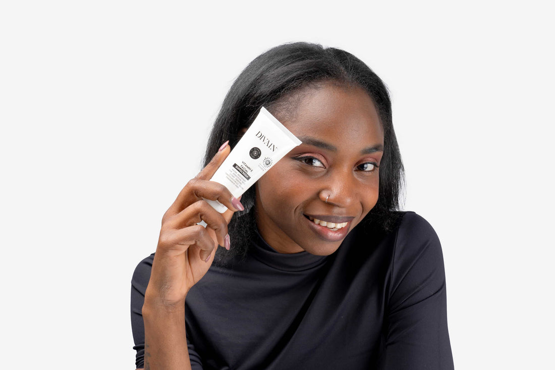 facial sunscreen divain. Care with vitamin E, representing a daily care routine.