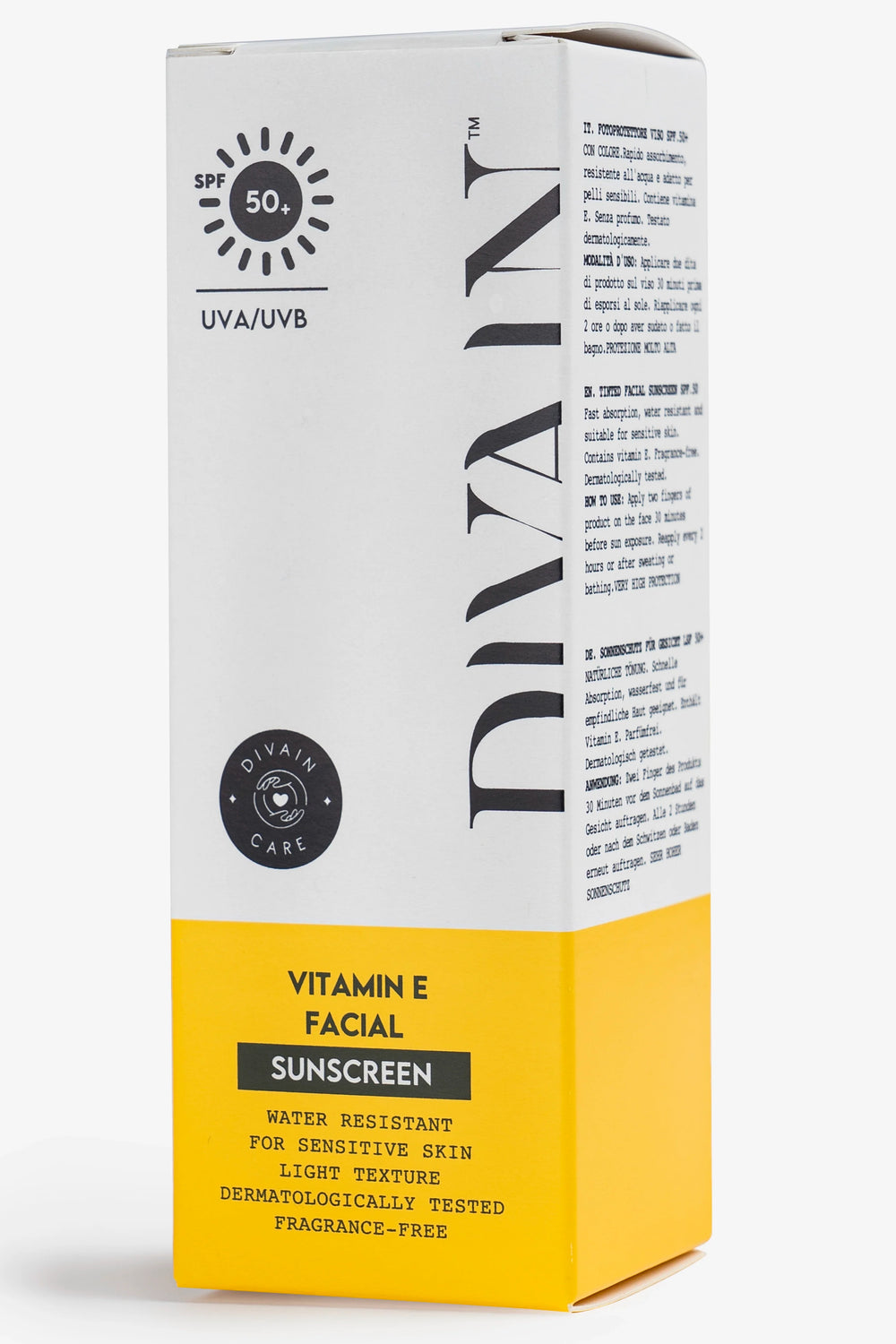 50 millilitre pack of divain care sunscreen face cream